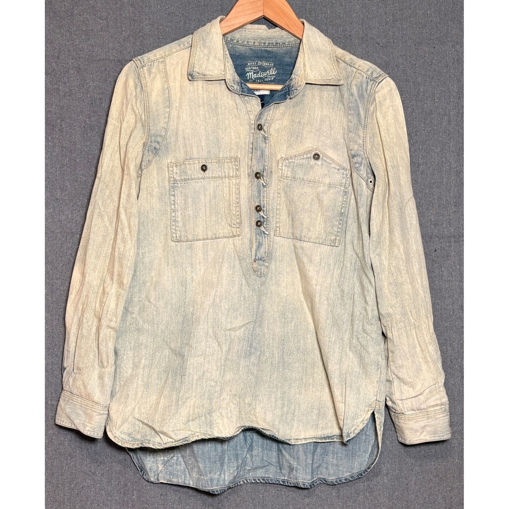 Madewell Rivet & Thread Heritage Denim Popover Shirt Light Wash Small